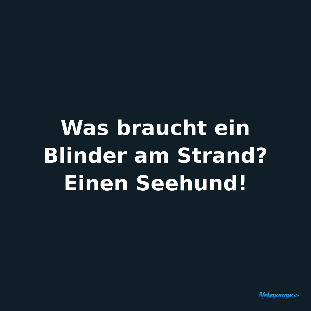 Was braucht ein Blinder am Strand?

Einen Seehund!