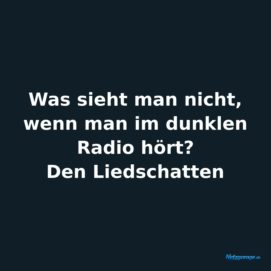 Was sieht man nicht, wenn man im dunklen Radio hört? 
Den Liedschatten